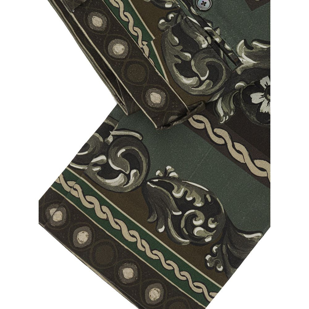 Green Cotton Casual Pants