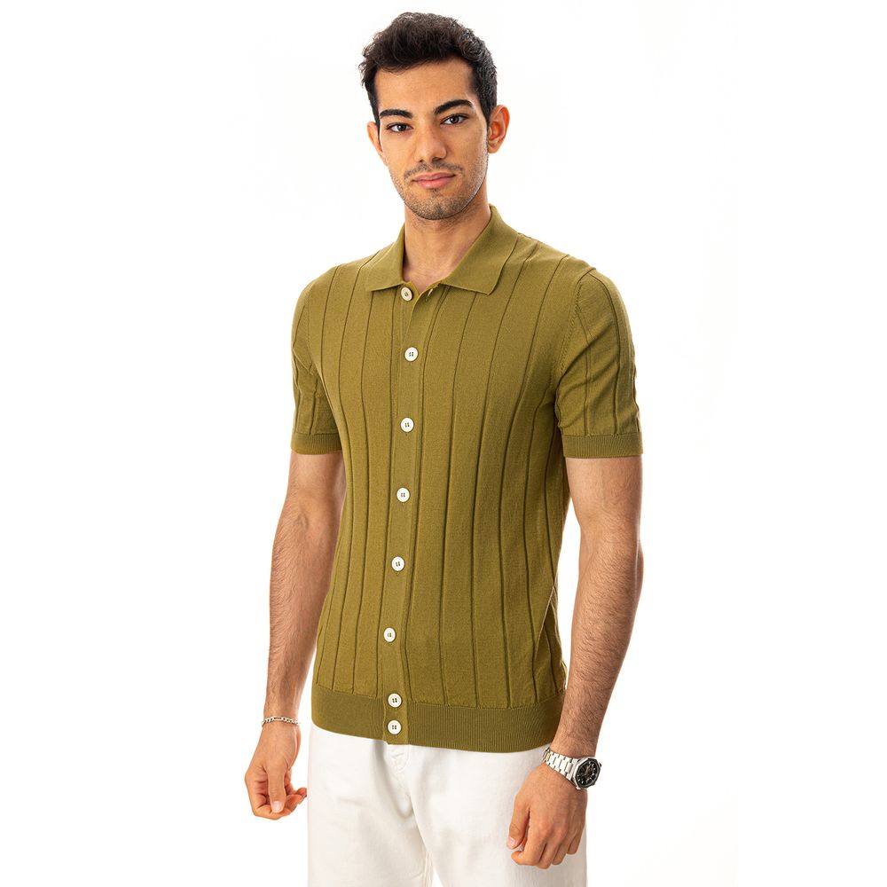 Elegant Green Cotton T-Shirt for Men