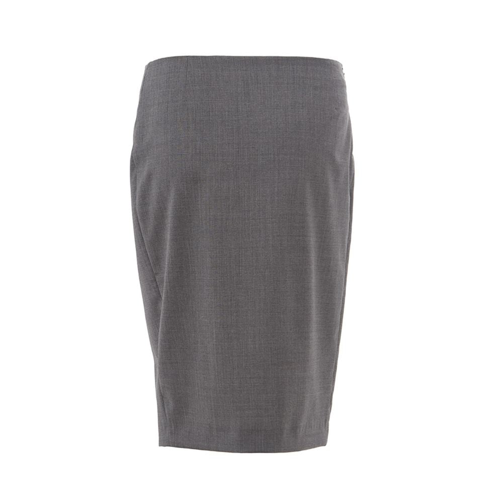 Gray Wool Midi Skirt