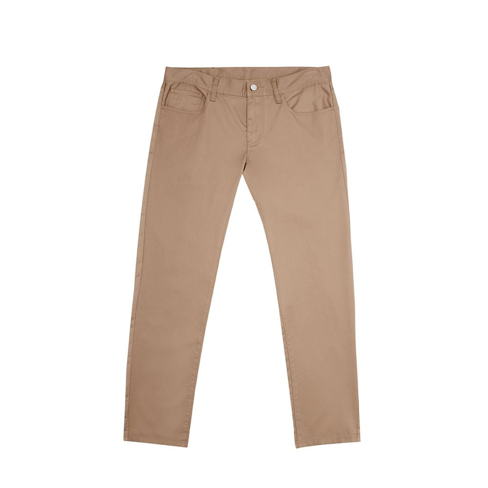 Brown Cotton Casual Pants