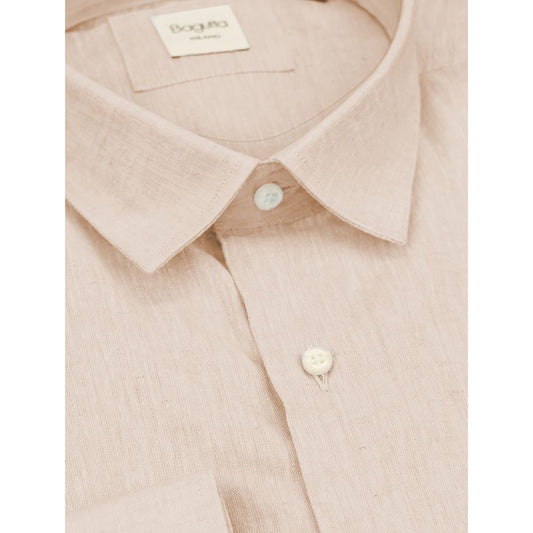 Beige Linen Men Shirt