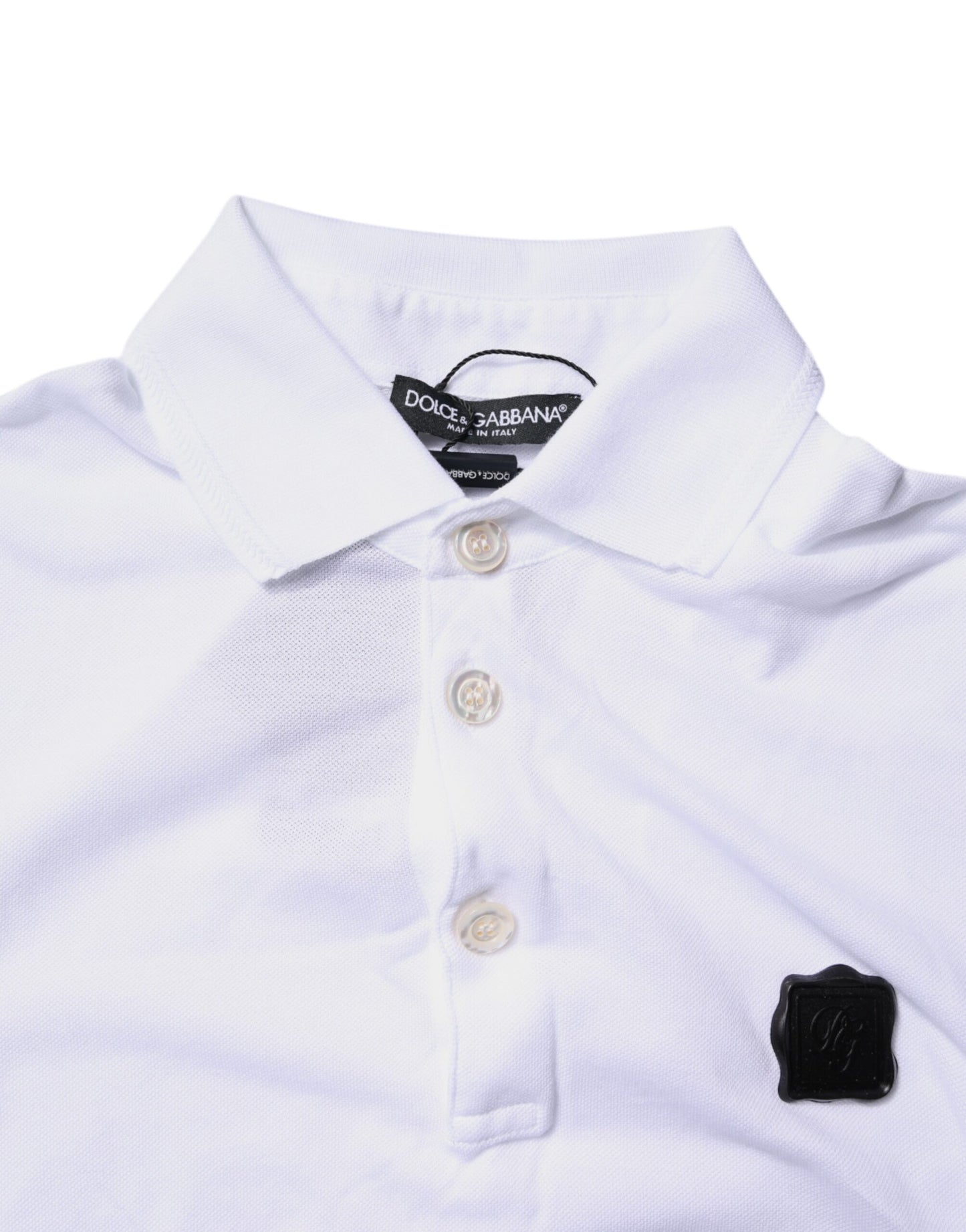 White Cotton Logo Collared Polo T-shirt