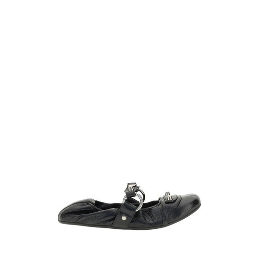 Black Calf Leather Bos Taurus Ballet Flats