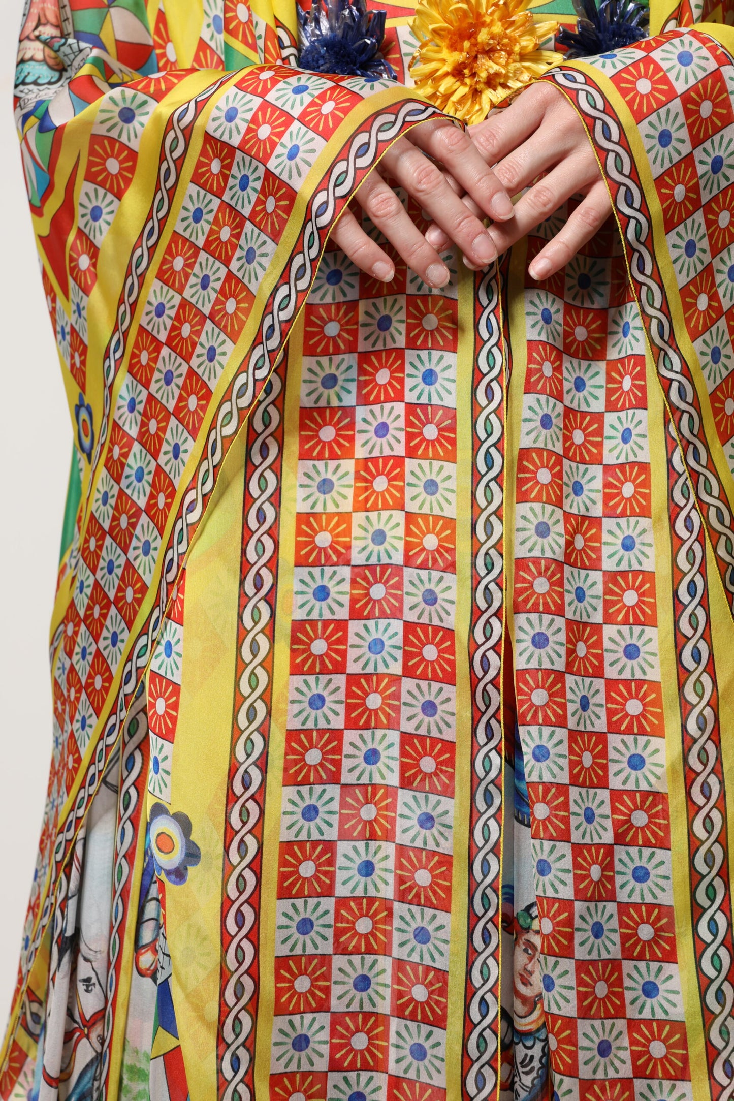 Multicolour Carretto Print Kaftan Twill Dress