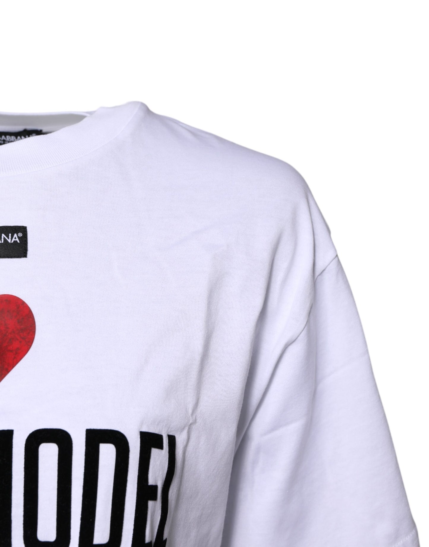 White Printed Round Neck Top Cotton T-shirt