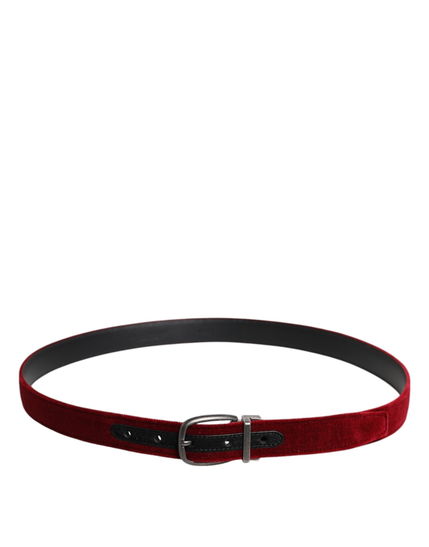 Red Velvet Black Metal Buckle Logo Belt