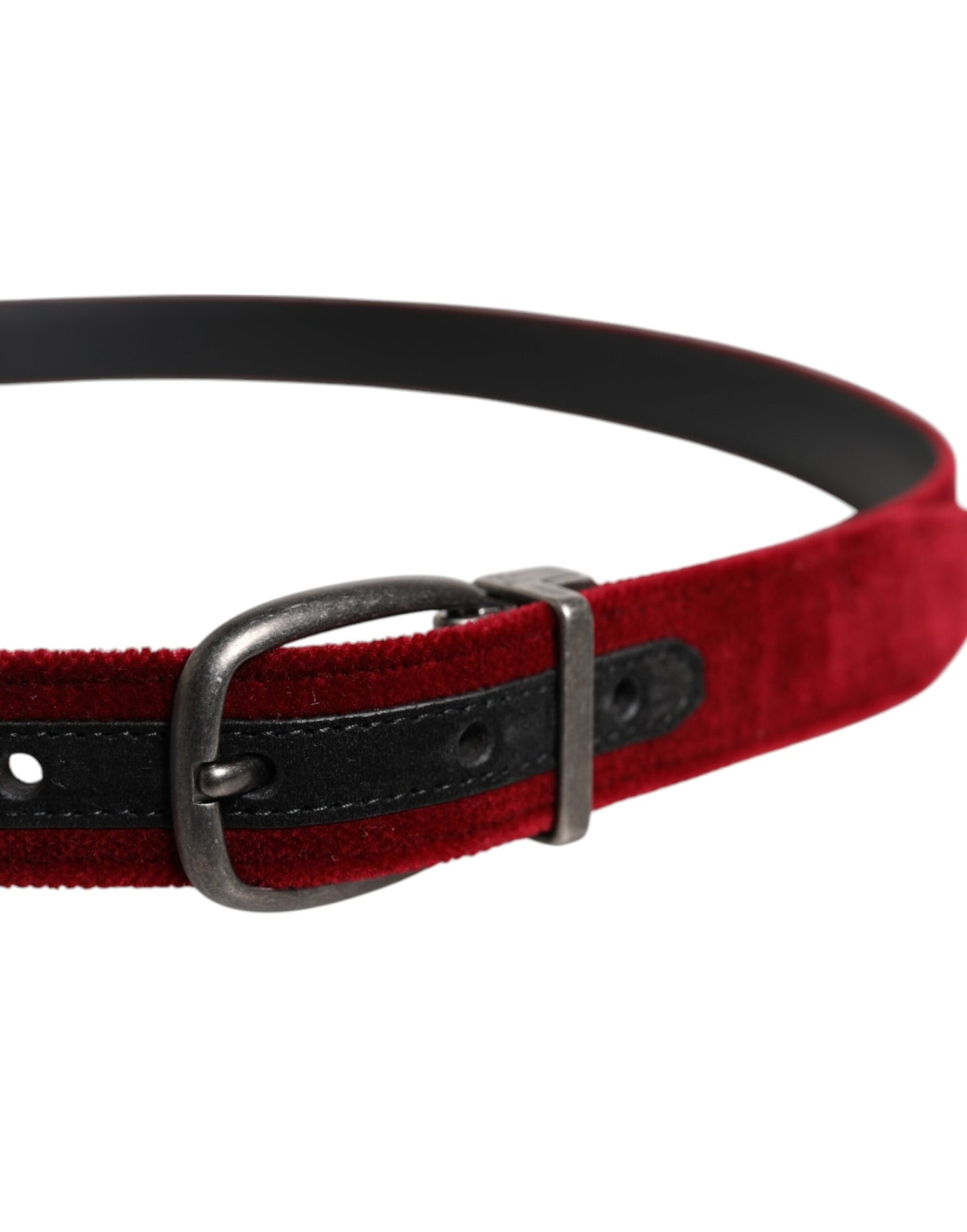 Red Velvet Black Metal Buckle Logo Belt