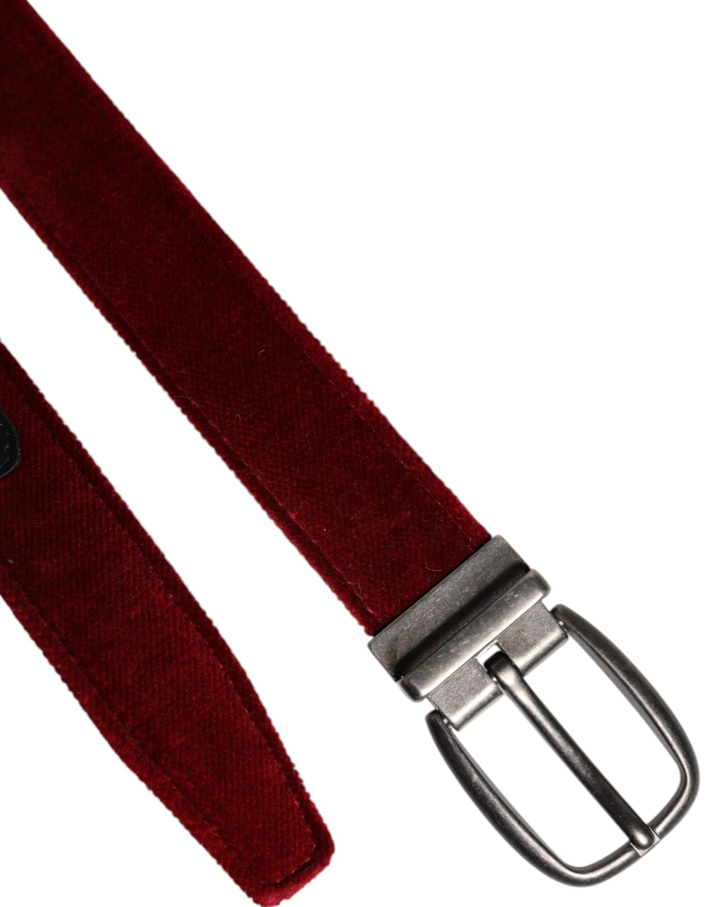 Red Velvet Black Metal Buckle Logo Belt