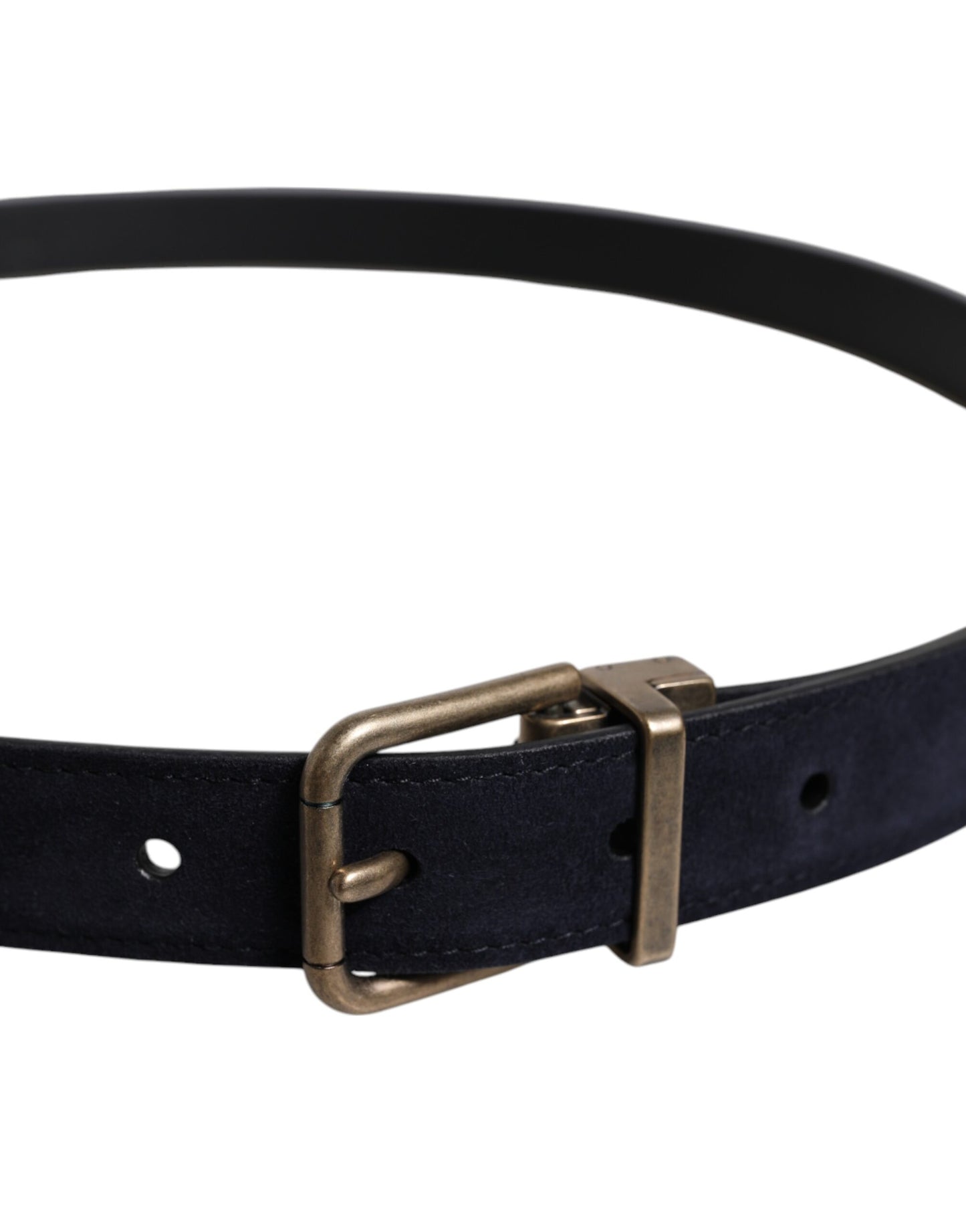 Black Goat Leather Metal Buckle Classic Belt