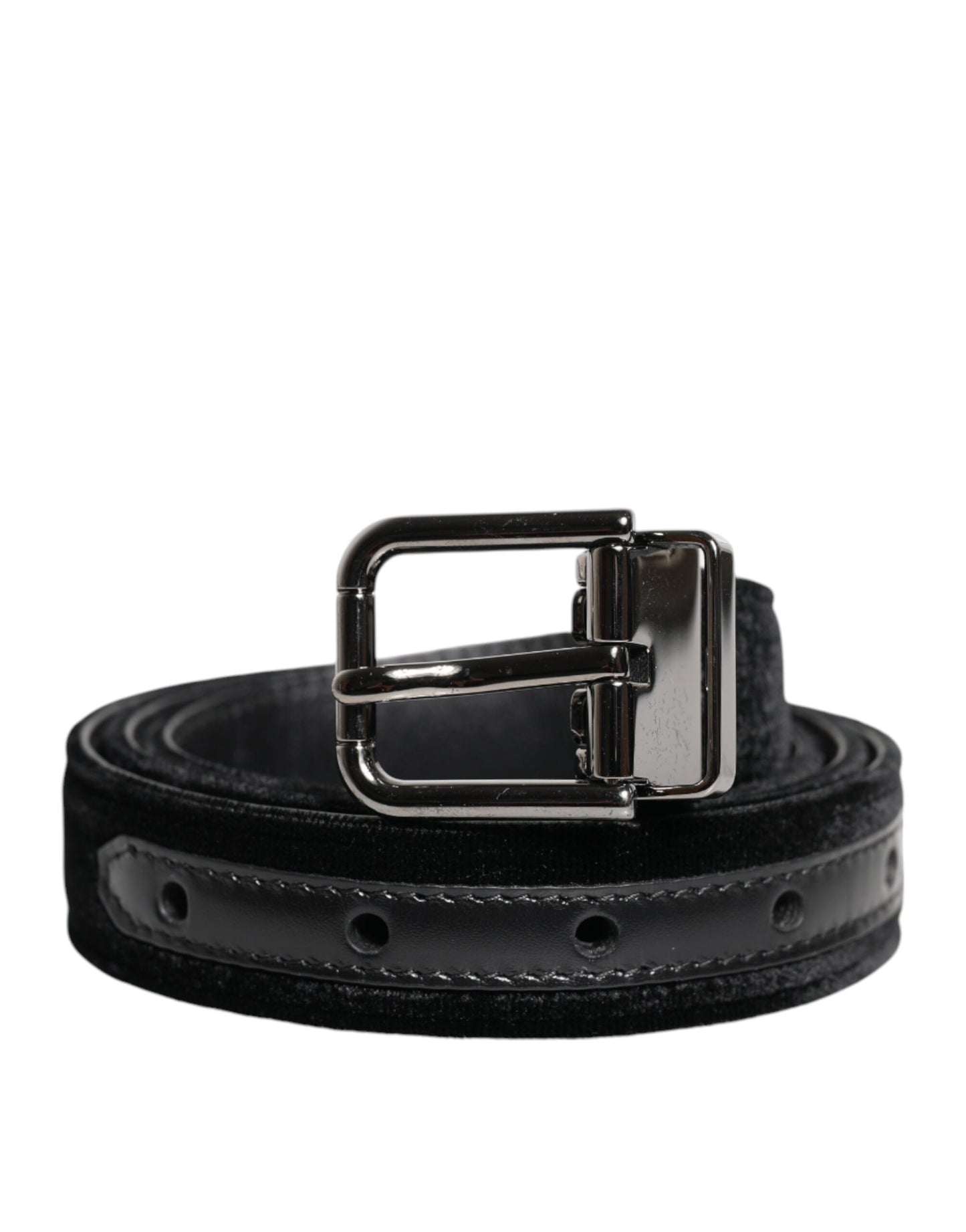 Black Leather Metal Buckle Classic Belt