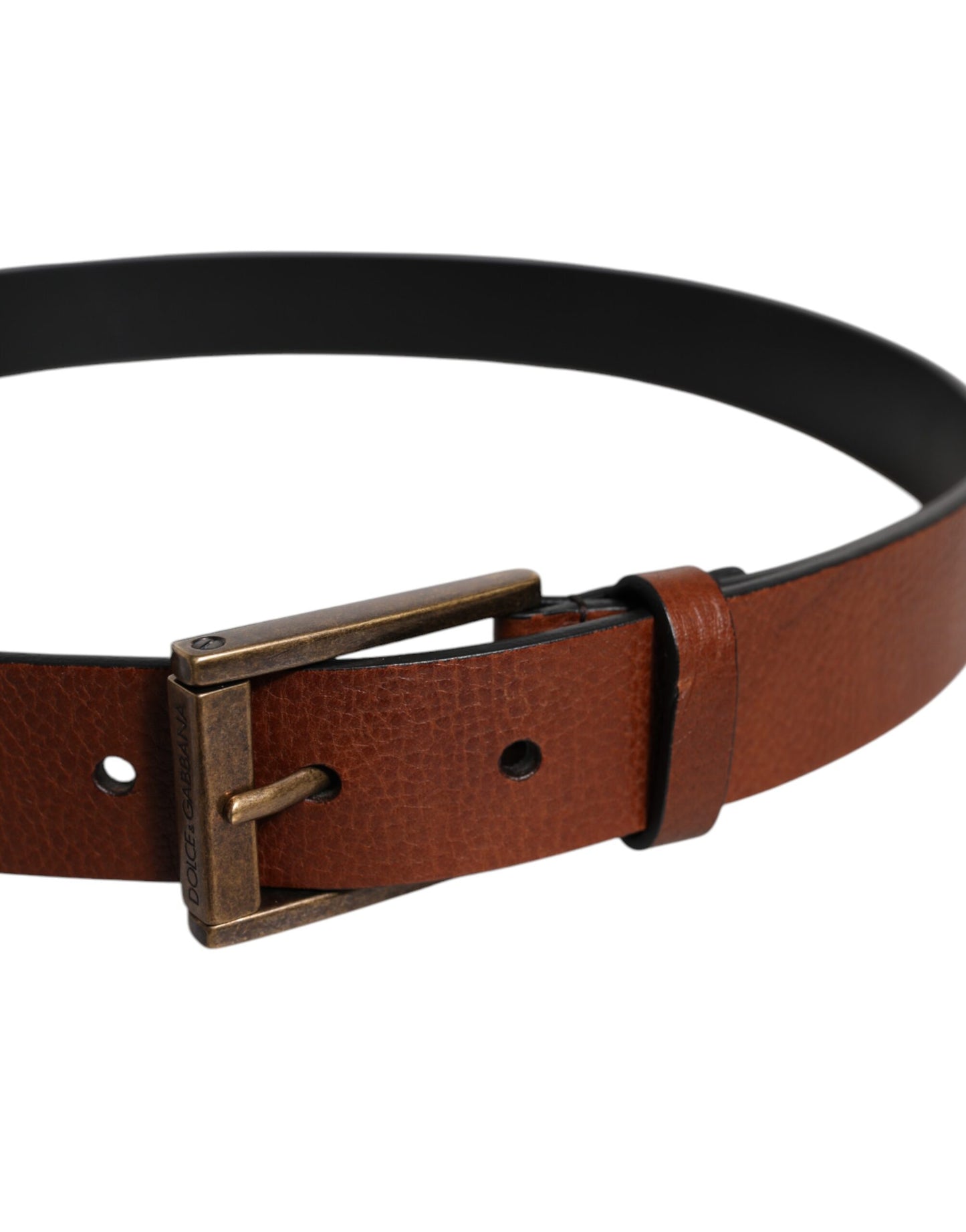 Brown Calf Leather Classic Metal Buckle Belt