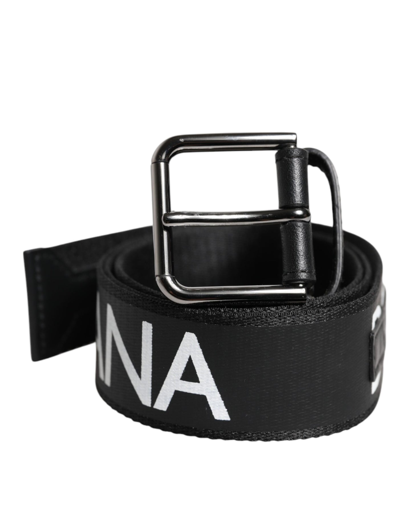 Black Leather Classic Metal Logo Buckle Belt