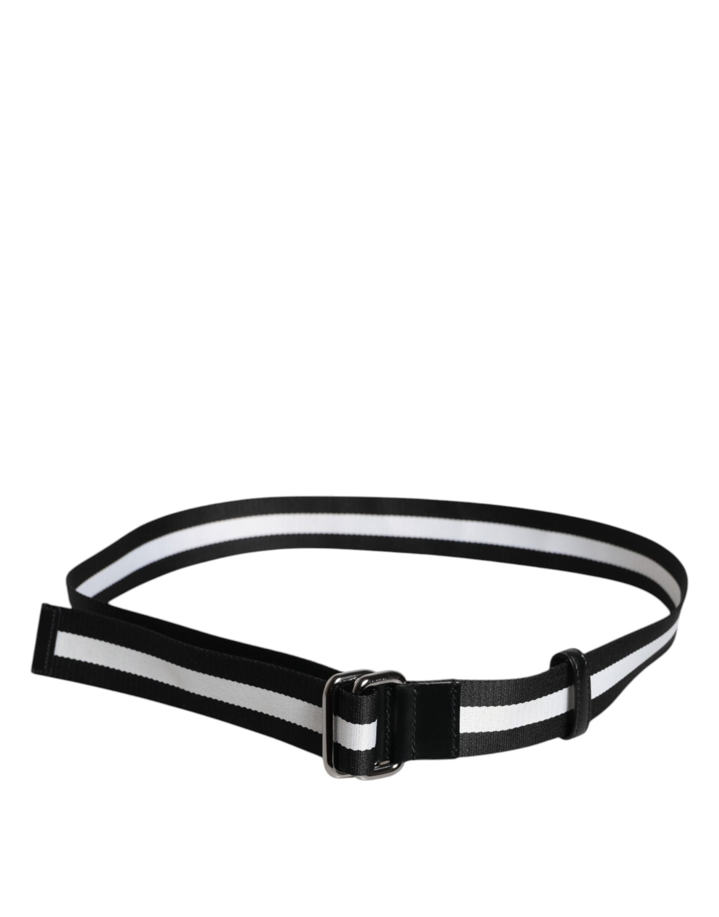 Black Yellow Logo Striped Metal Buckle Belt