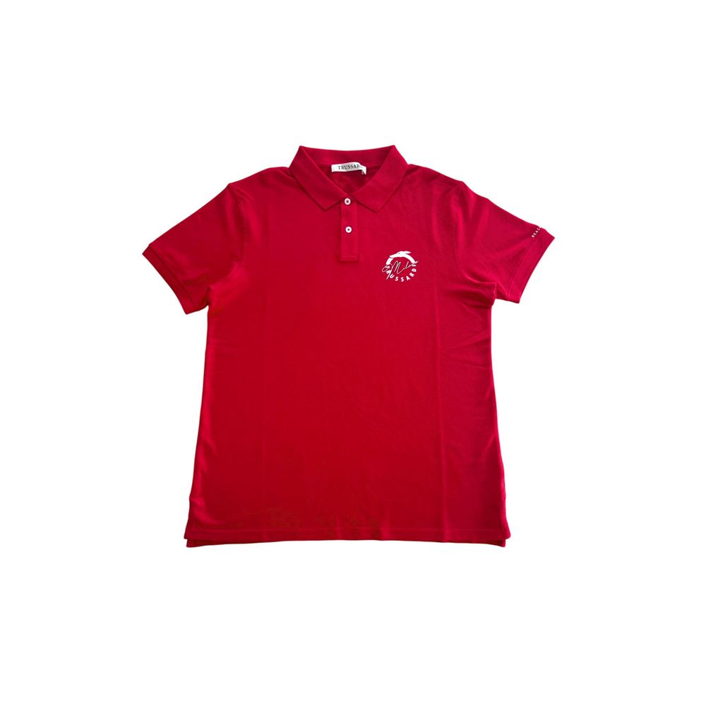 Red Cotton Men Polo Shirt