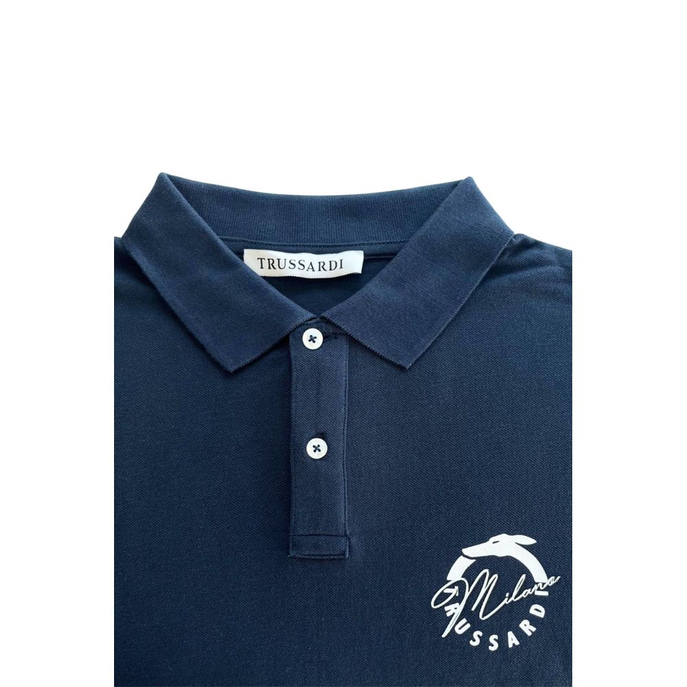 Blue Cotton Men's Polo Shirt