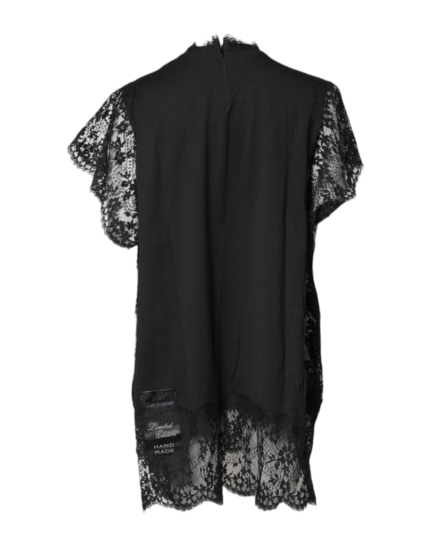 Black Lace Sheer Sacred Heart Crew Neck Top