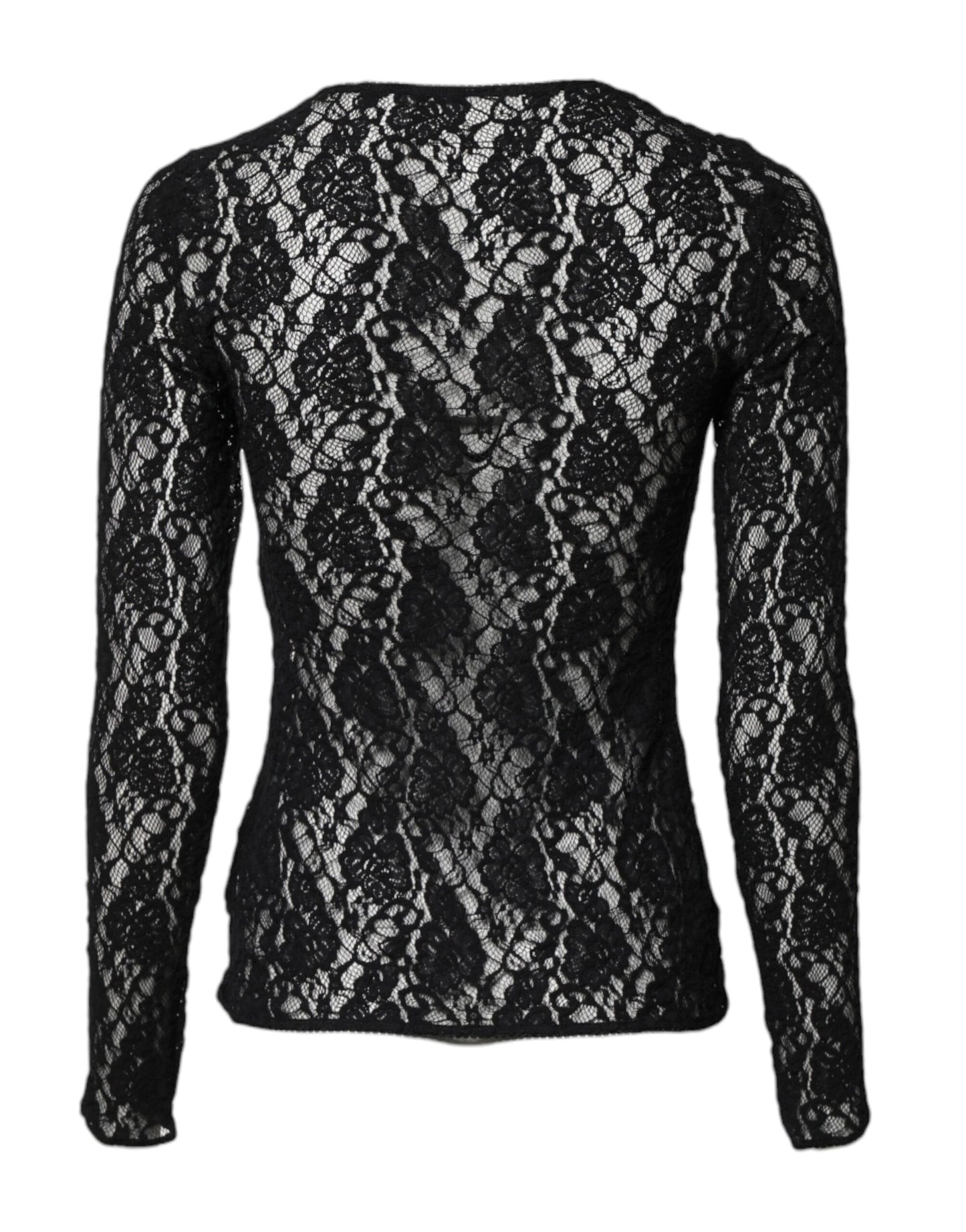Black Floral Lace Long Sleeves Pullover Top