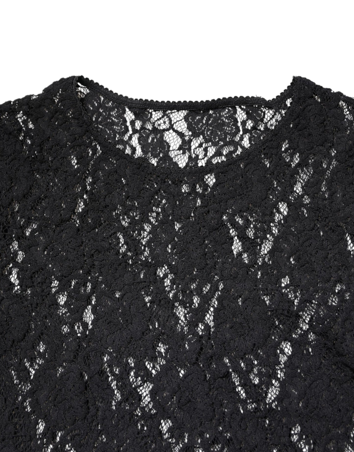 Black Floral Lace Long Sleeves Pullover Top