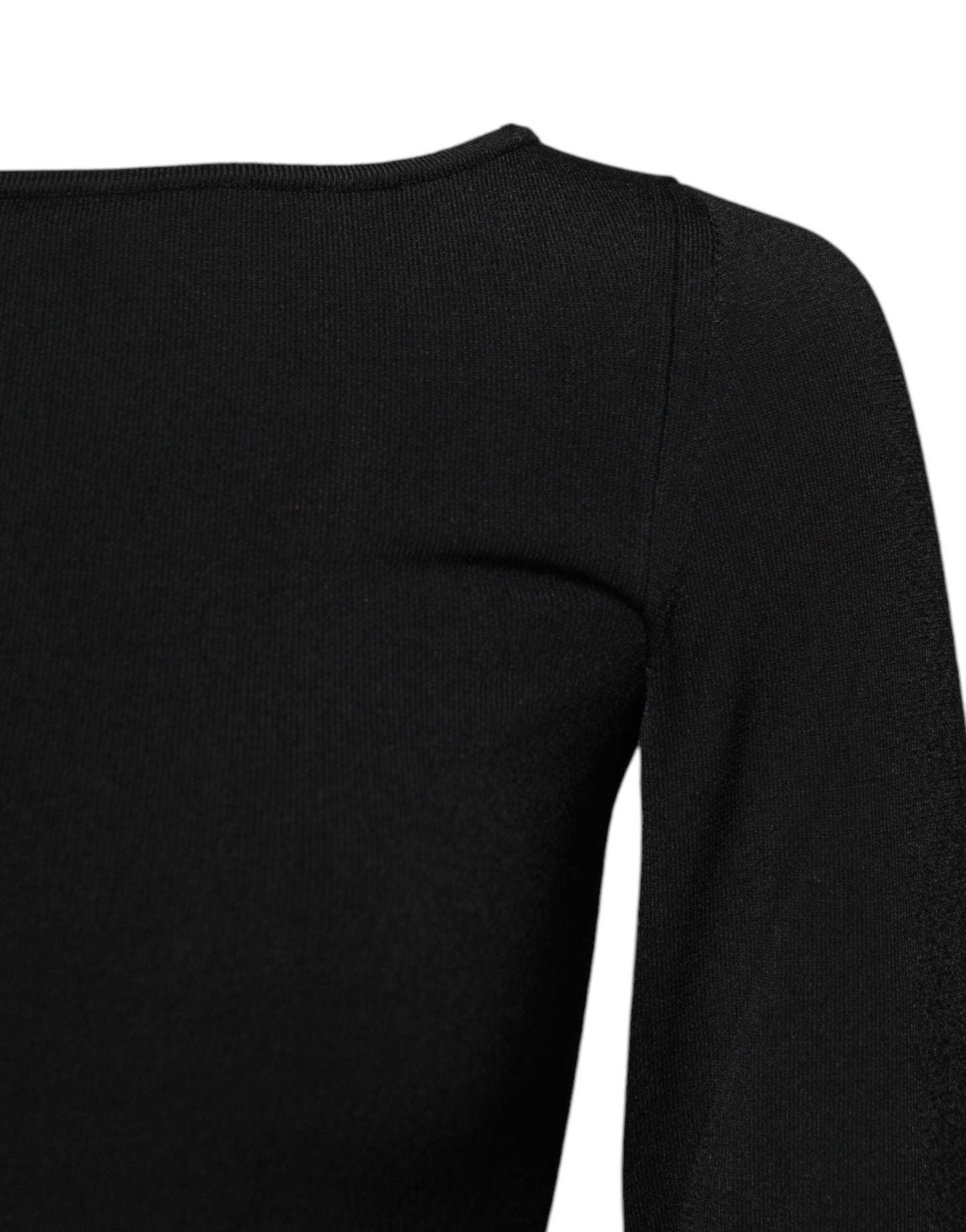 Black Viscose Long Sleeves Pullover Top