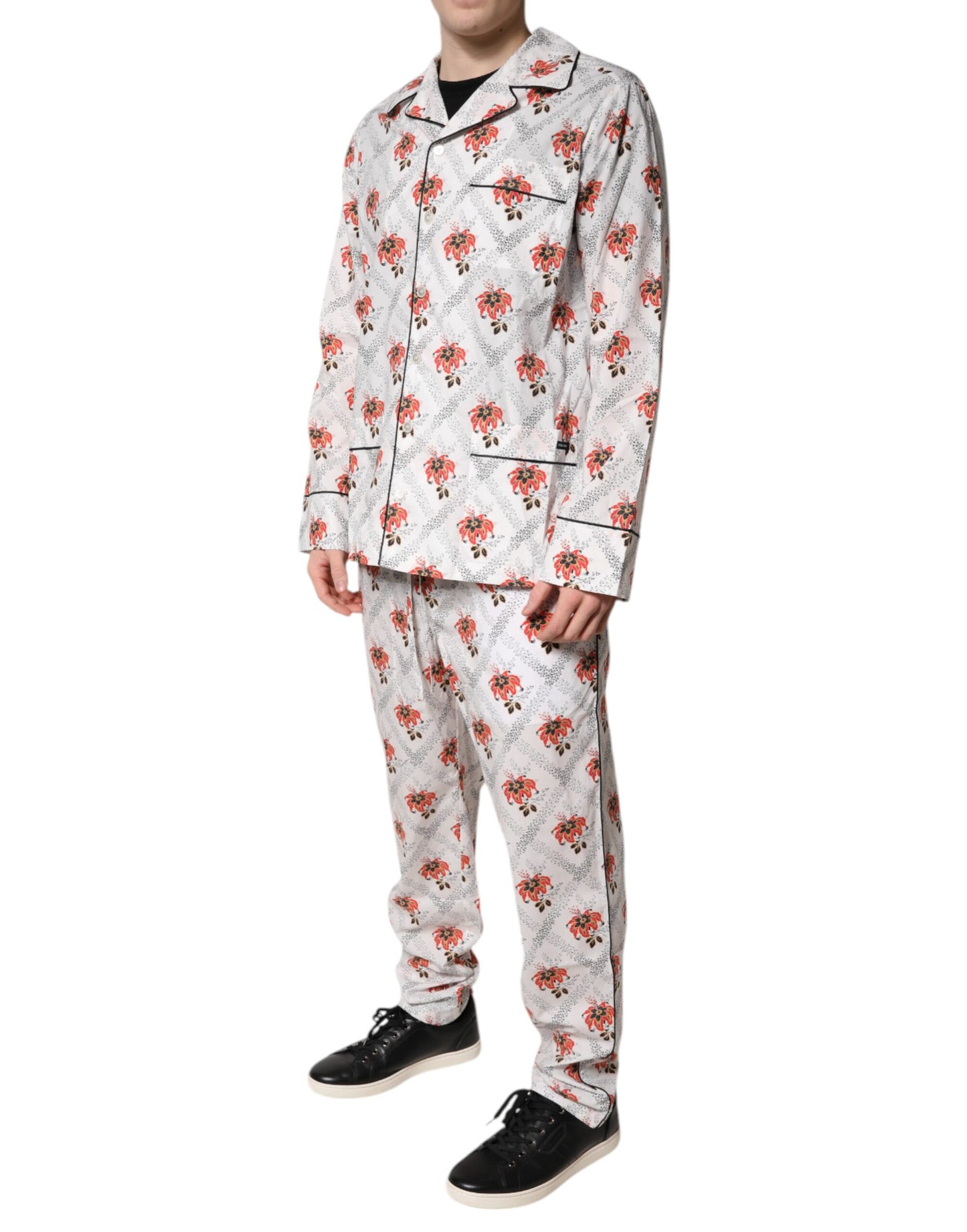 Multicolor Floral Print Cotton Pajama Set Sleepwear