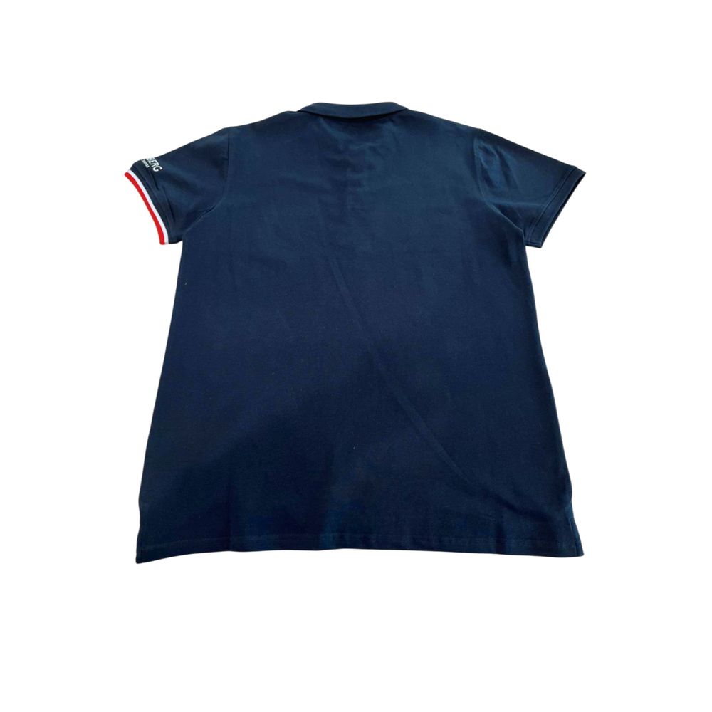 Blue Cotton Men Polo Shirt