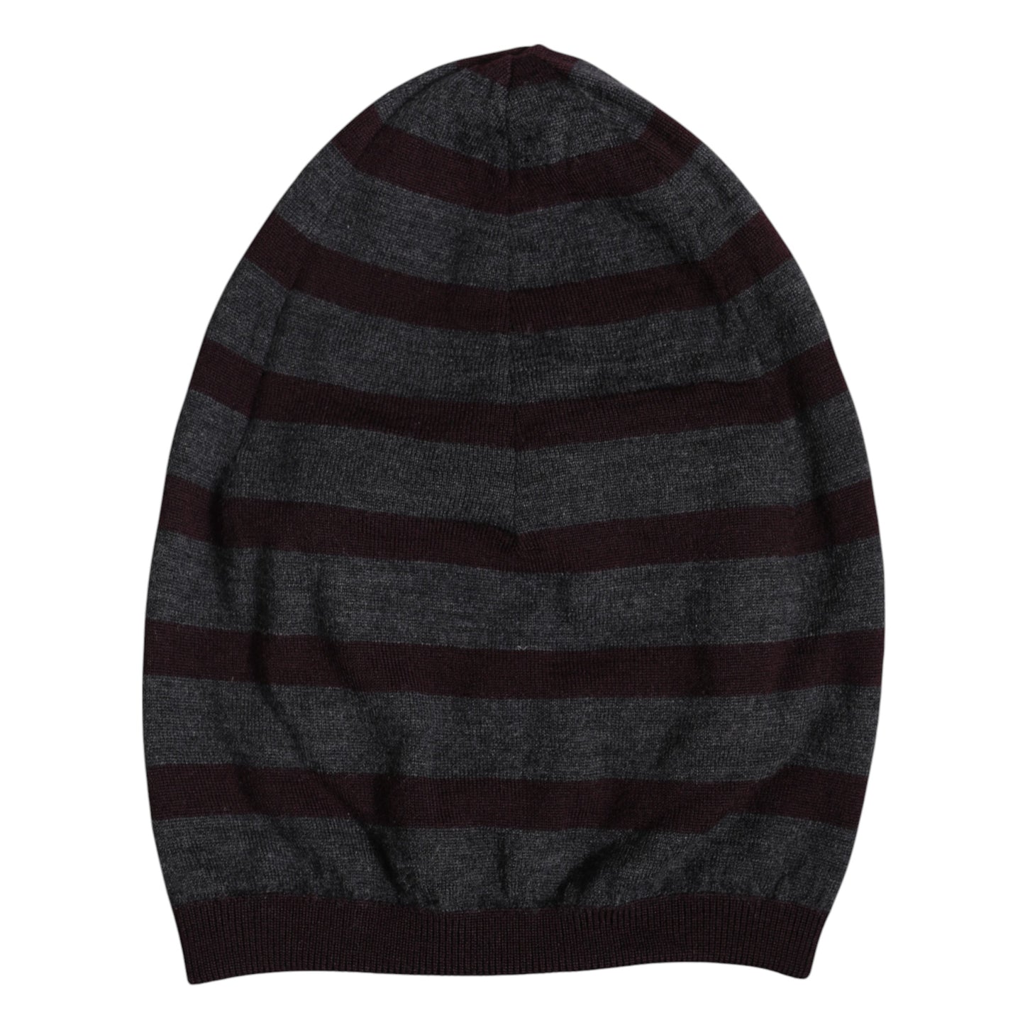 Gray Striped Wool Knitted Winter Beanie Hat