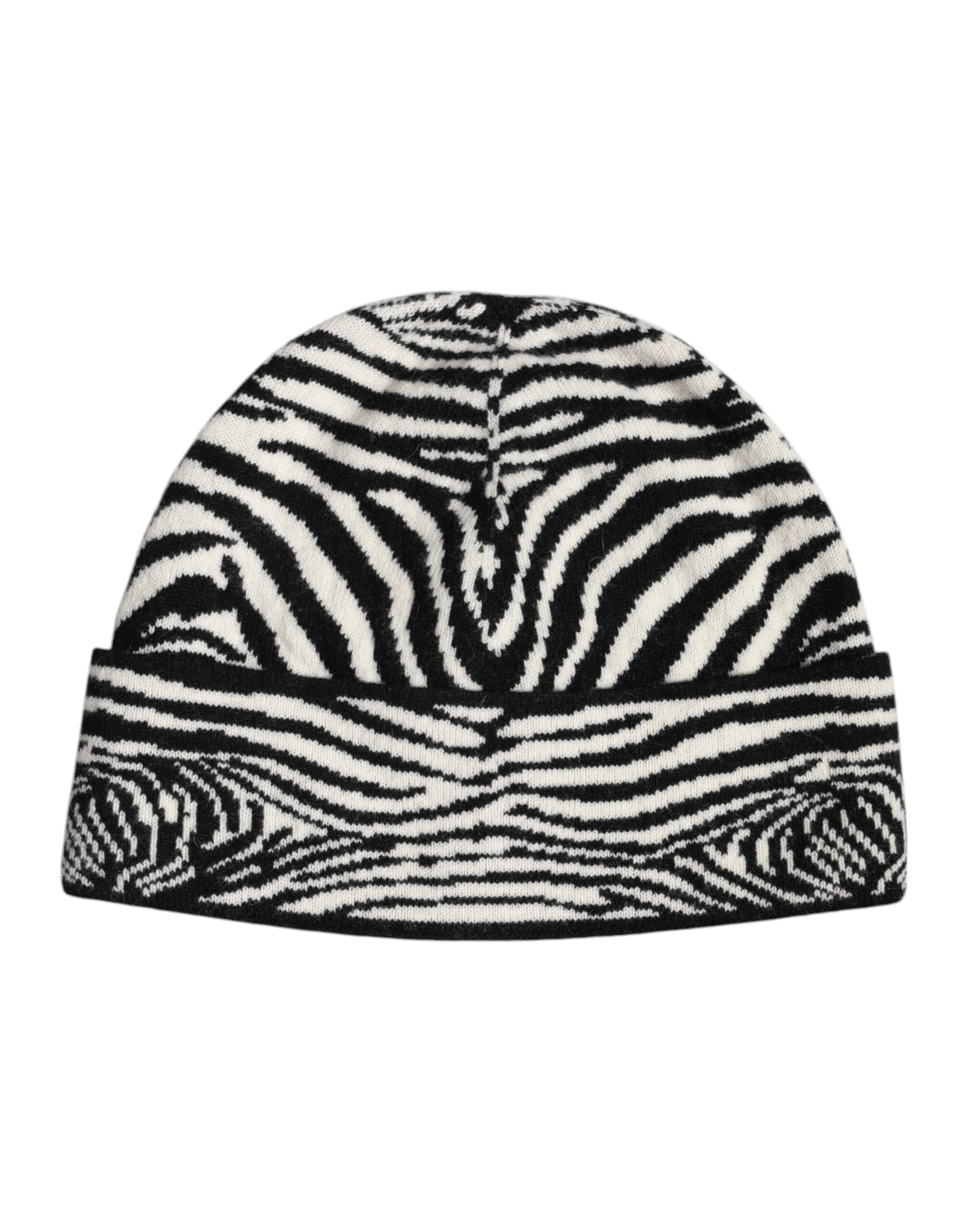 Black White Zebra Knitted Winter Beanie Hat