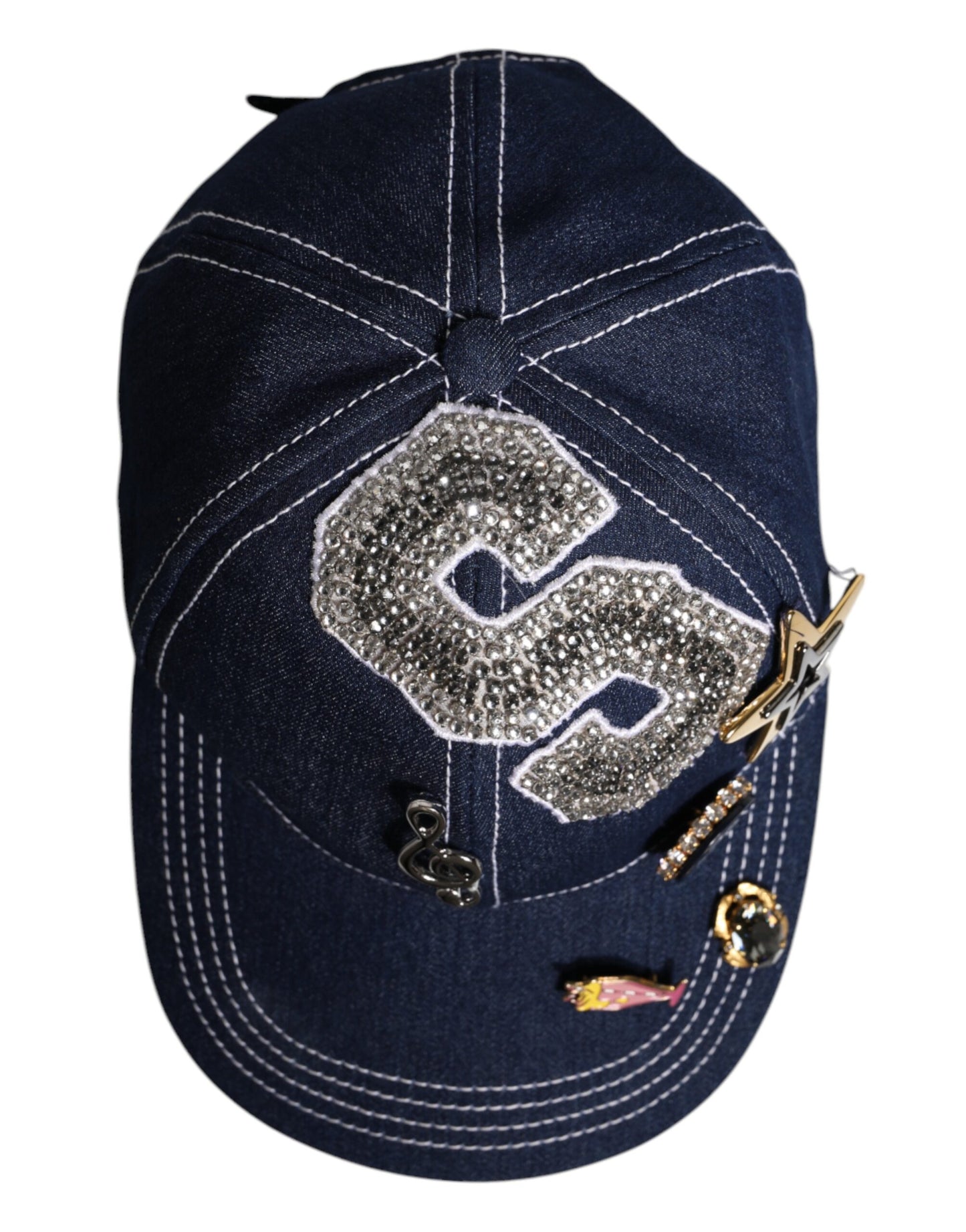 Blue Crystal Embellishment Baseball Cap
