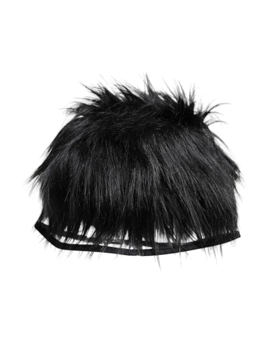 Black Faux Fur Bucket Hat