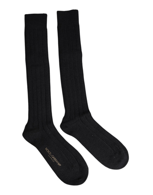 Black DG Logo Print Over The Calf Socks