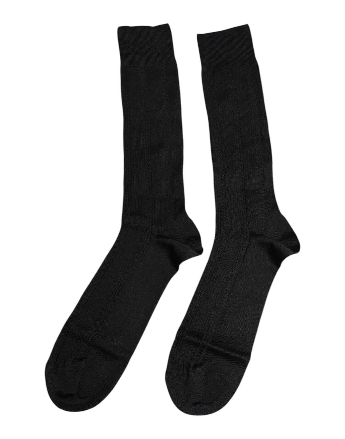 Black Stretch Logo Mid Calf Men Socks