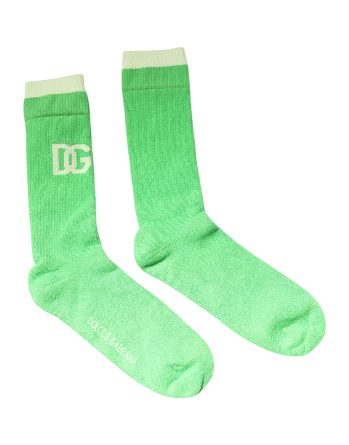 Green DG Logo Mid Calf Men Nylon Socks