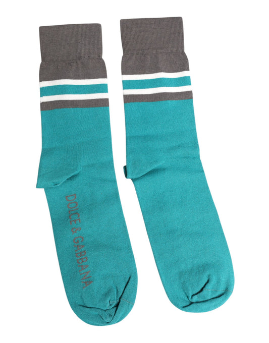 Green Gray Stretch DG Logo Mid Calf Socks
