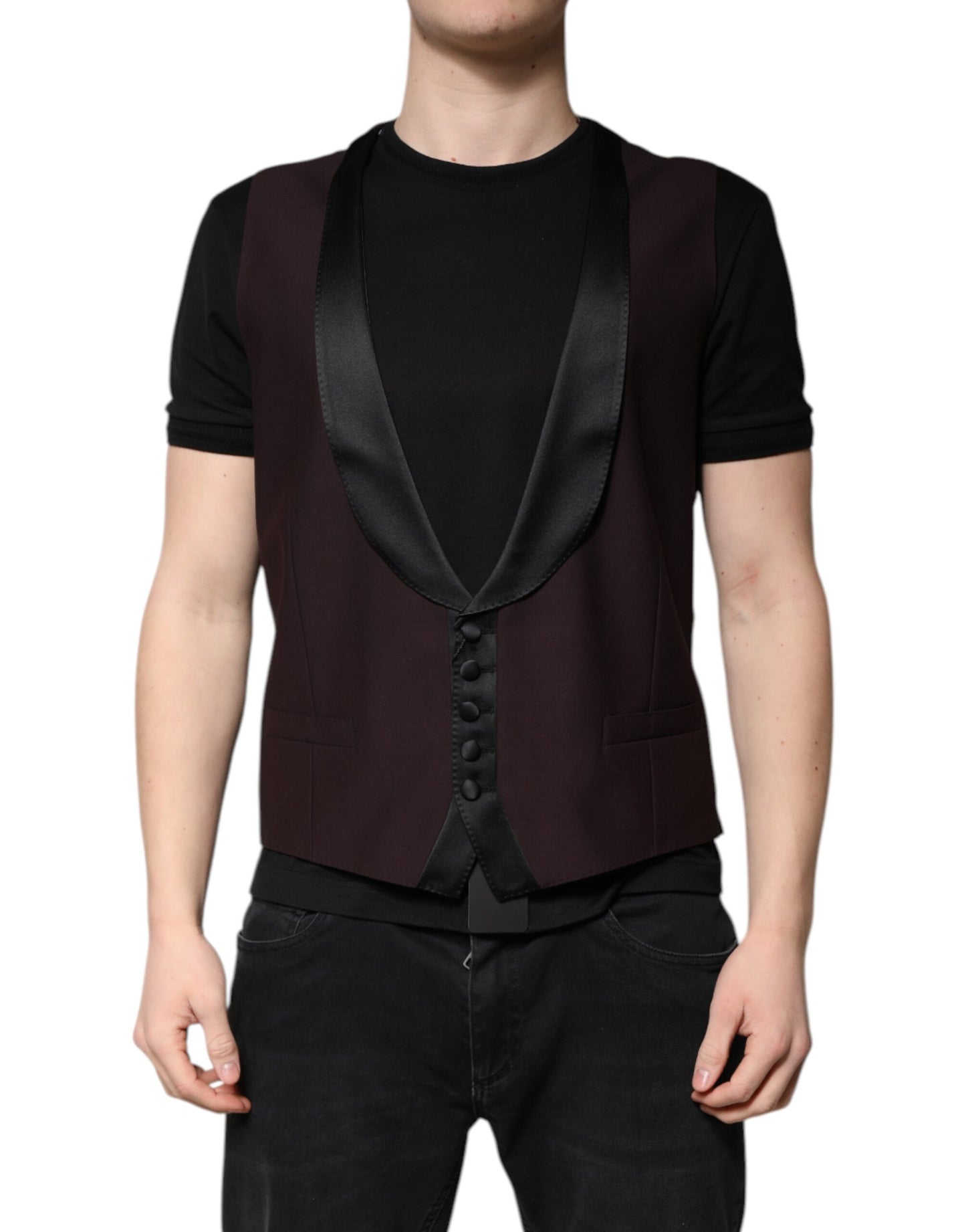 Maroon Wool Waistcoat Dress Formal Vest