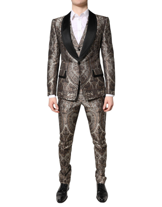 Multicolor Jacquard Single Breasted 3 Piece Suit
