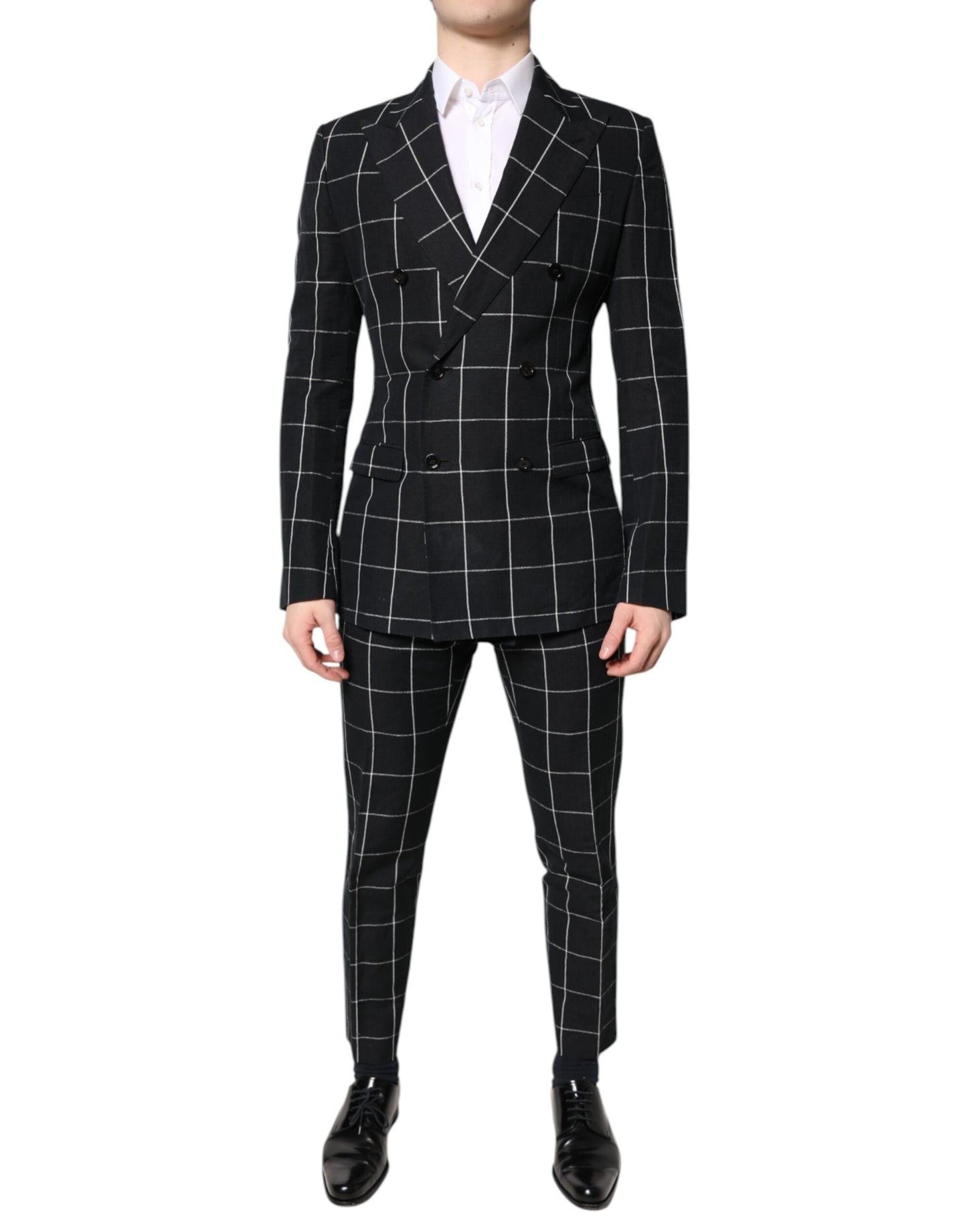 Black TAORMINA Double Breasted 2 Piece Suit