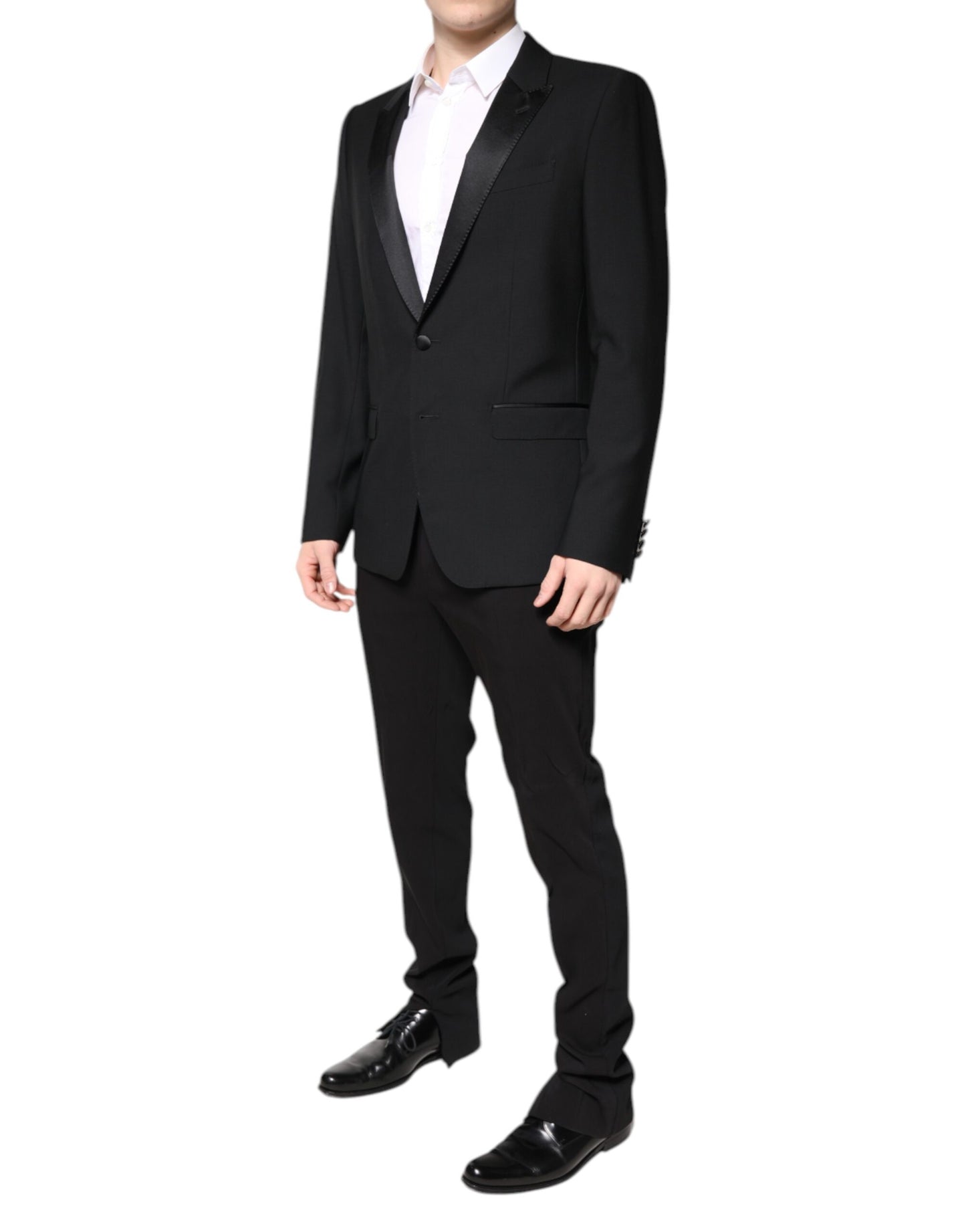 Black Wool Single Breasted 2 Piece Suit