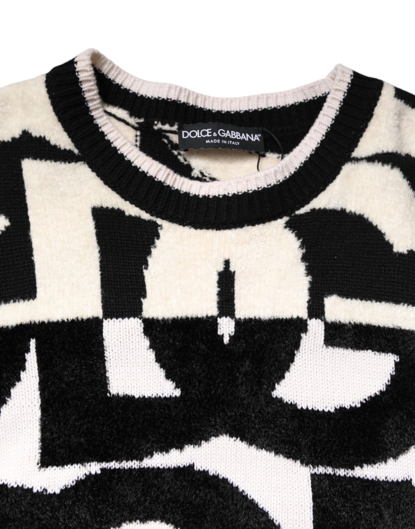 White Black Logo Print Women Pullover Sweater