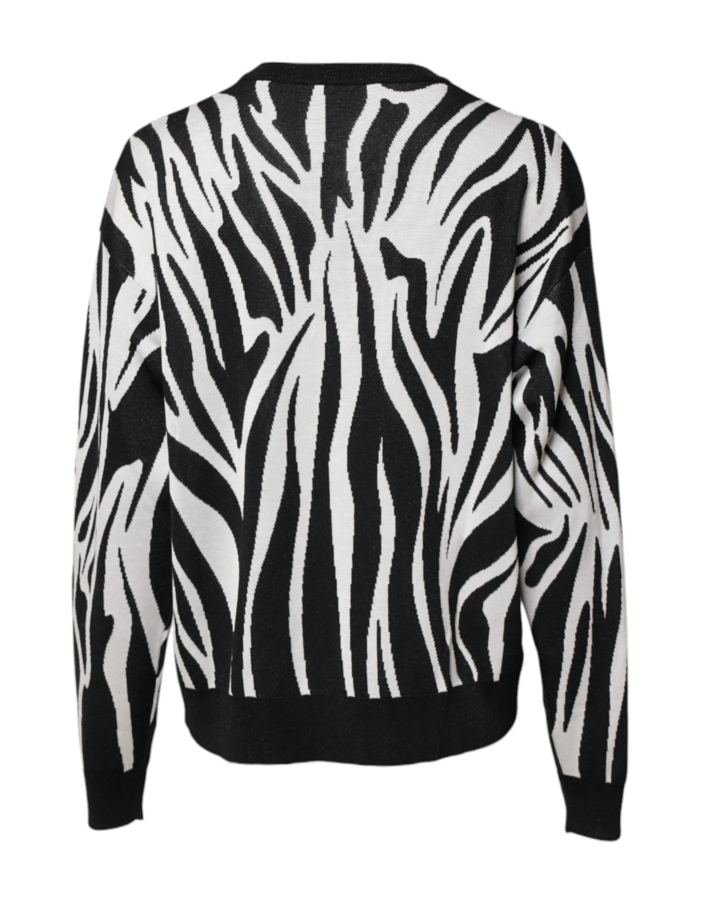 Black White Print Women Pullover Sweater