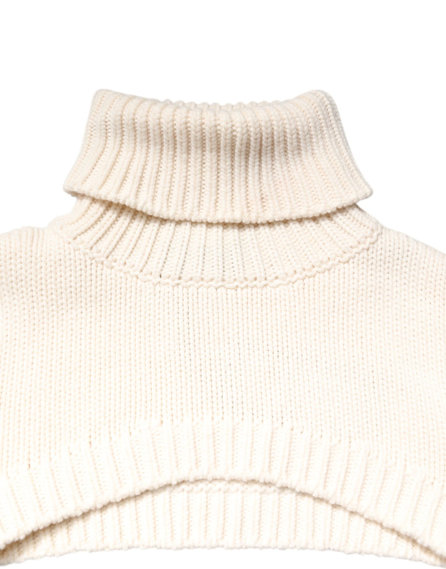 Ivory Cashmere Turtleneck Cropped Top Sweater