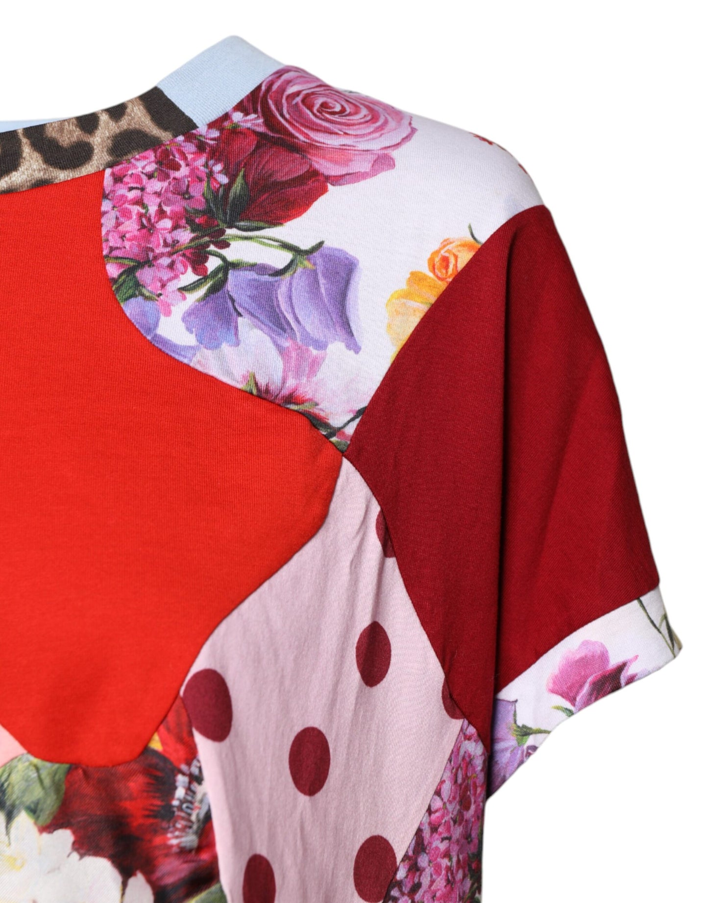 Multicolor Patchwork Short Sleeve Blouse Top