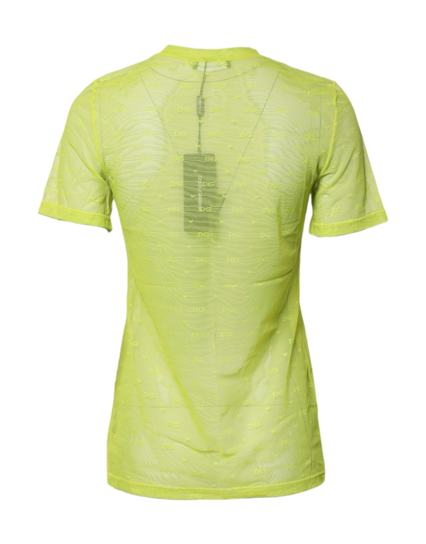 Green Nylon See Through Women Short Sleeves Top