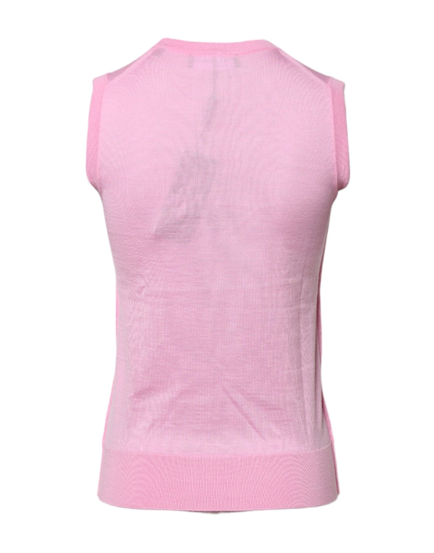 Pink Cashmere Round Neck Sleeveless Tank Top
