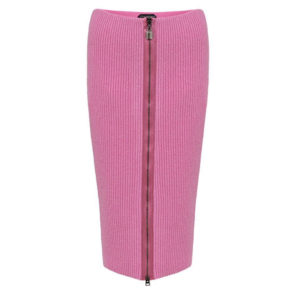 Pink Wool Midi Skirt