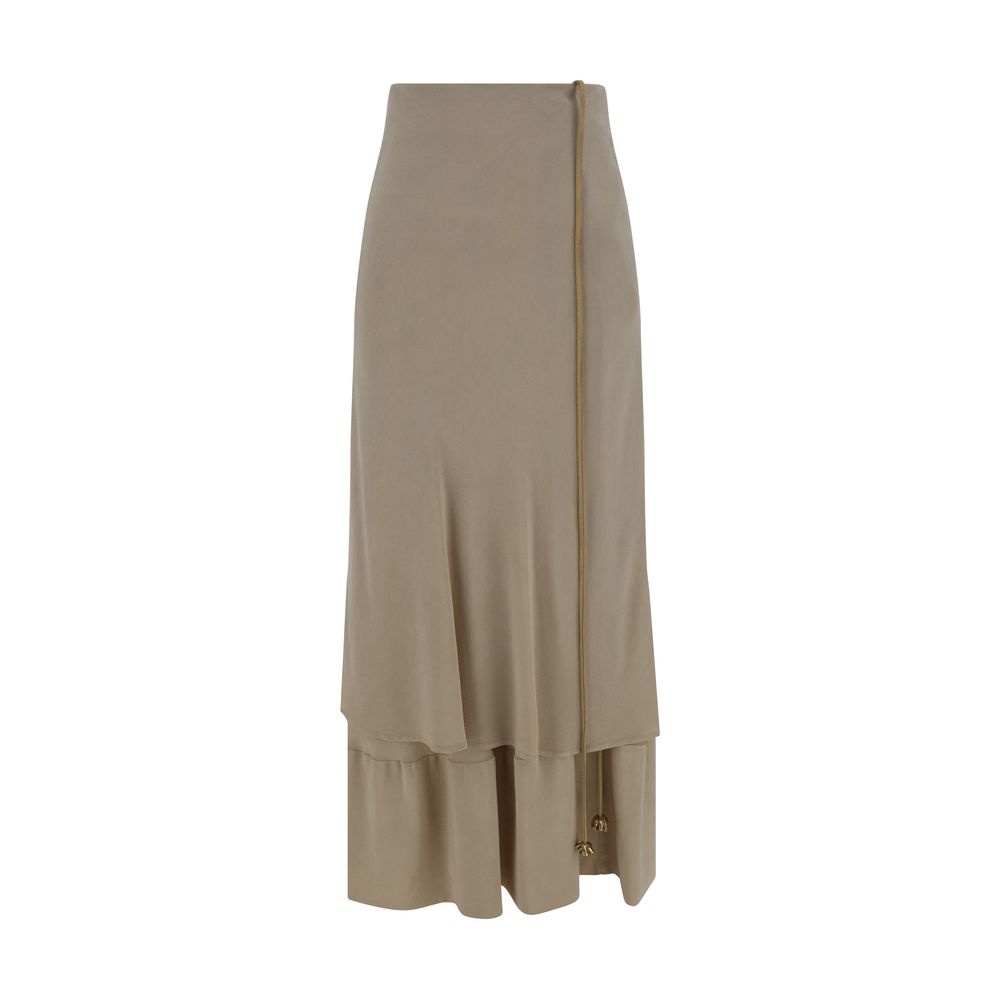 Beige Silk Long Skirt