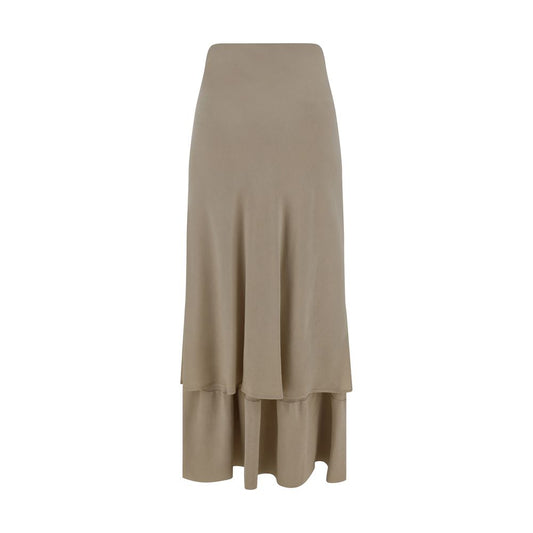Beige Silk Long Skirt