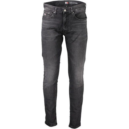 Black Cotton Slim Men Jeans