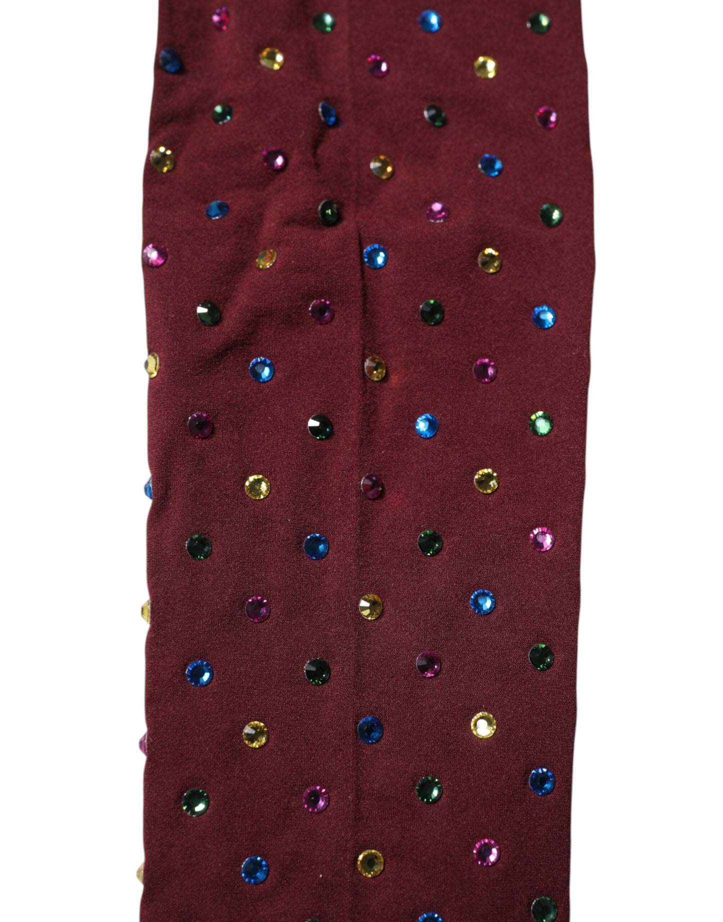 Maroon Nylon Crystal Embellished Pantyhose Tights