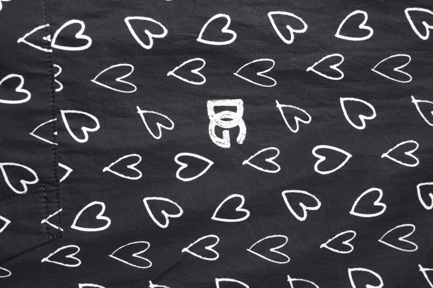 Black Heart Print Hooded Windbreaker Jacket