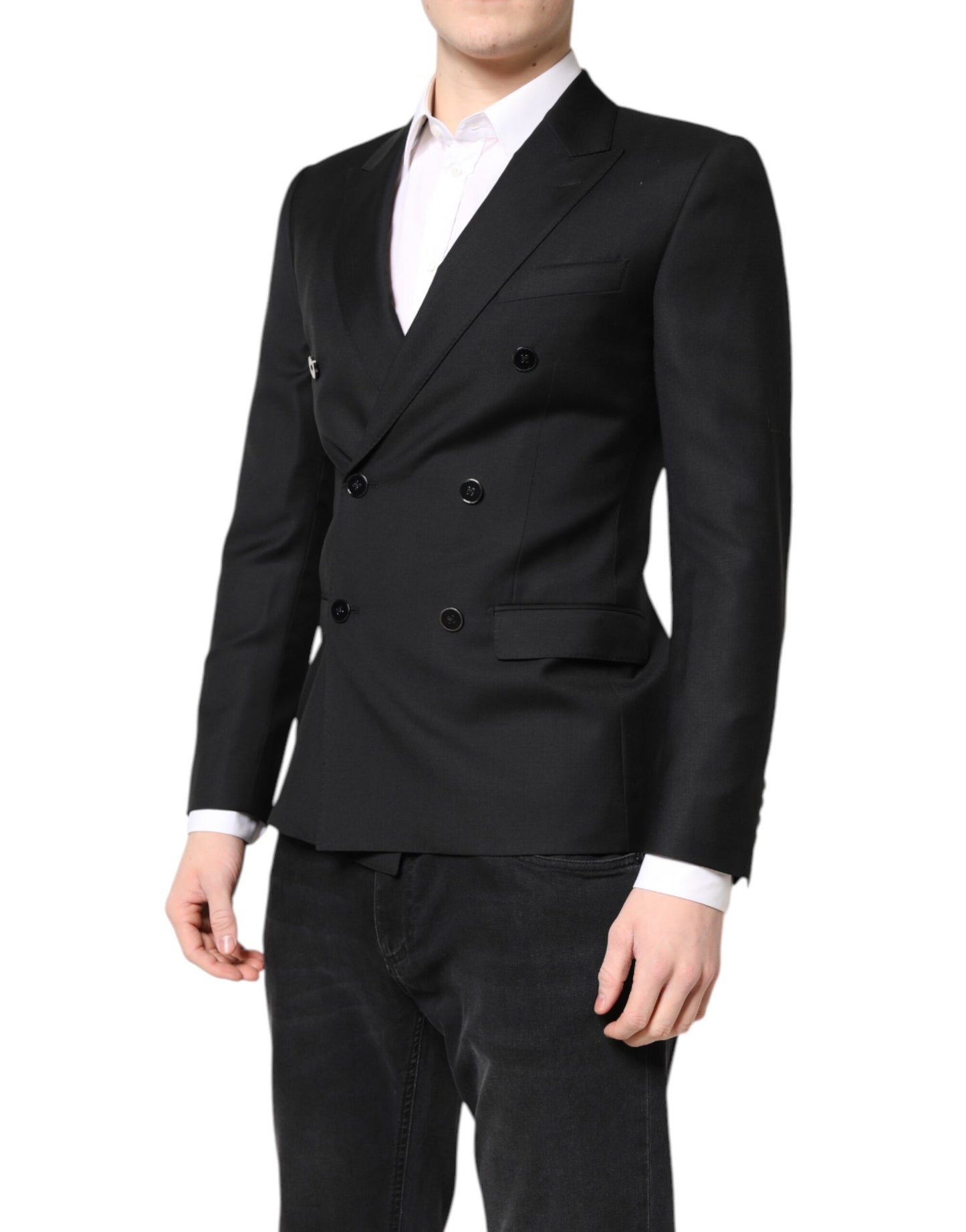 Black MARTINI Double Breasted Coat Blazer